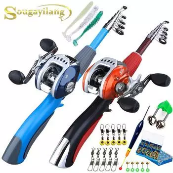 Наборы рыболовных крючков для телескопической удочки и спиннинговой катушки Sougayilang, рыболовные крючки