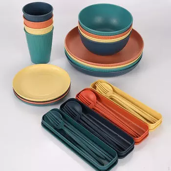 Наборы столовых приборов на 4 персоны Одноразовые ложки Набор столовых приборов Вечеринка Кемпинг Set A