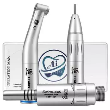 Наборы стоматологических угловых наконечников AI-M205S Внутренняя водяная низкоскоростная установка с 4 или 2 отверстиями для пневматического двигателя со светодиодом