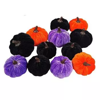 Наборы тыкв с орнаментом, наборы с имитацией тыквы, мягкие набивные тыквы, искусственные пенопластовые украшения
