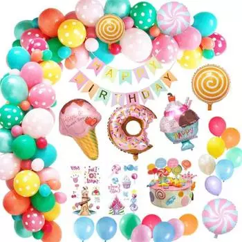 Наборы воздушных шаров из фольги с конфетами, пончиками, мороженым, арочный комплект, набор для дня рождения, красочного украшения дома разноцветный
