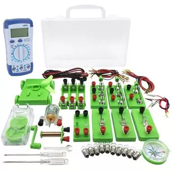 Начальная школа Естествознание Электрический эксперимент Маленькая лампочка Эксперимент Серия Параллельный случай Включен Тестер AW-Net Комплект, Набор, Схема, зелёный