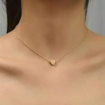 Начальное ожерелье в форме сердца, женская цепочка на ключицу, блестящая подвеска, подарок, ювелирное изделие, подарок One Size серебряный