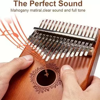 Начальный комплект пианино Kalimba Thumb с 17 клавишами — деревянный корпус и прочные зубцы из нержавеющей стали, в комплект входит молоточек для настройки и понятные инструкции Type A