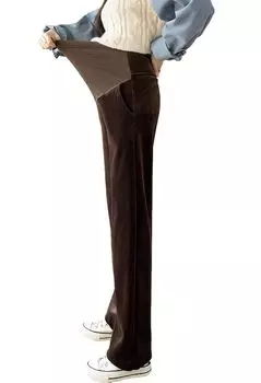 начесанный вельвет для беременных регулируемый беременный красивый свободный крой легко легко легко перемещать беременный походный номер Прибытие Коричневый [J-Scott] Теплый,