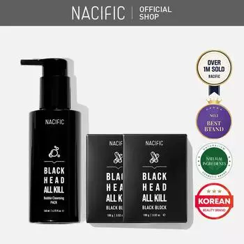 [NACIFIC] Blackhead All Kll Black Block [2 шт.] + Bubble Cleansing Pack