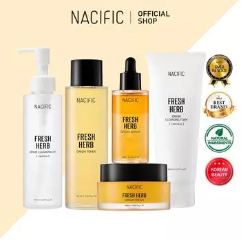 [NACIFIC] Набор свежих трав (тоник, сыворотка, крем),Очищающая пенка, очищающее масло Bakuchiol 5 products