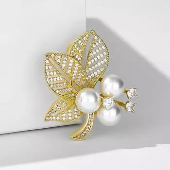 Национальная брошь с жемчугом в виде листа, высококачественная женственная универсальная брошь с жемчугом, дизайнерские аксессуары Sense Niche Pin