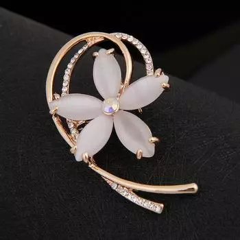 Национальная брошь в виде пятилепесткового цветка, женственная, универсальная, кошачий глаз, цветок, брошь, защищающая от света, с аксессуарами