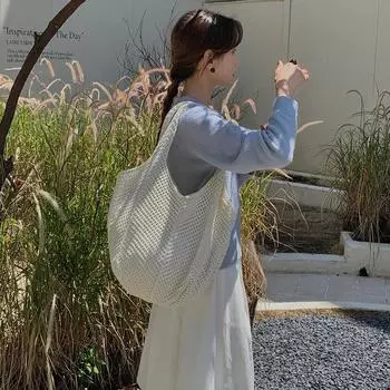 Национальная ретро сумка через плечо вязаная новая пляжная сумка для отдыха и отдыха сумка для вязания крючком переносная сумка красный