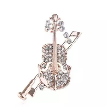 Национальная универсальная брошь в виде скрипки, женственная, инкрустированная бриллиантами, корсажная брошь премиум-класса с аксессуарами серебряный