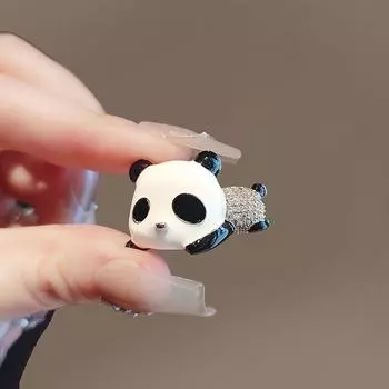 Национальное сокровище Милый милый питомец Гигантская панда Брошь Черно-белый темпераментный бриллиант инкрустированный булавка воротник булавка Анти-свет Аксессуары