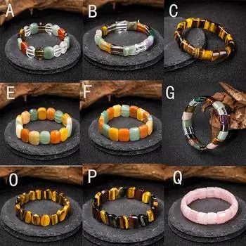 Национальный браслет из натурального агата с тигровым глазом и кристаллами ручной работы чёрный