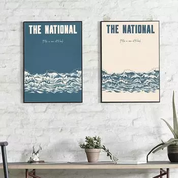 Национальный музыкальный плакат Абстрактная океанская волна Художественная печать Цитата Винтажная картина на холсте Современная настенная картина Гостиная Домашний декор 21x30cm No Framed