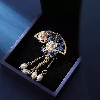 Национальный стиль Модный Шелковый Цветок Брошь Женская Премиум Sense Жемчужная Кисточка Бабочка Любовь Цветок Брошь Аксессуары Для Куртки Чонсам Булавка