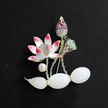Национальный стиль Пудровый Лотос Брошь Лотос Высококачественная Женская Изысканная Эмалевая Брошь Лотос Стручок Легкий Роскошный Дизайн Sense Pin Аксессуары Для Костюмов