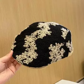 Национальный стиль ретро-стиль шляпа вперед детская осень и зима новые модели можно носить наоборот кепка тренд универсальный показывать лицо маленькая шляпа художника M56—58cm