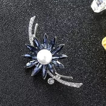 Национальный темперамент жемчужина брошь женская роскошная брошь для костюма Ins модная индивидуальная булавка для свитера универсальные аксессуары из кристаллов белый