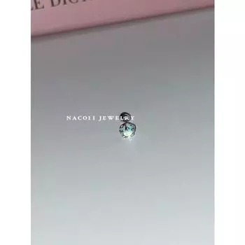 Nacoii Super Beautiful Homemade Sterling Silver Moonlight Ear Bone Stud S925 Silver Screw Stud Earrings Removal-Free before Sleep A green grape