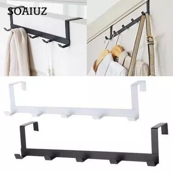 Над дверью 5 крючков Домашняя ванная комната Органайзер Вешалка для одежды Шапка Вешалка для полотенец One Size белый