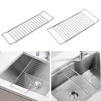 над раковиной сушилка для посуды над раковиной пробковая подставка многоцелевая нержавеющая сталь сливная полка для раковины дуршлаг для мойки, для столешницы Small