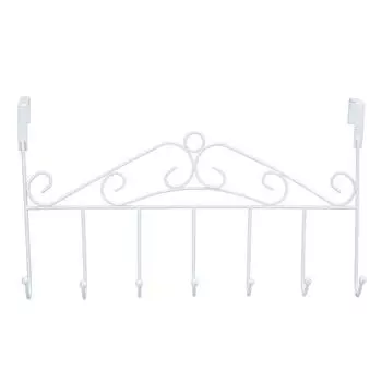 Наддверная вешалка с крючками, съемная, 7 крючков, органайзер для полотенец, сумок, пальто, белая белый