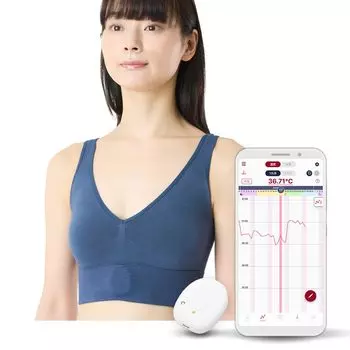 наденьте его и Мои основные данные по температуре Термометр для определения фертильности во время сна Автоматически записывает данные в приложение Ввод данных не требуется Сохраняет навсегда Корпус устройства тёмно-синий