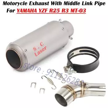 Надевается для YAMAHA YZF-R3 R25 R3 MT-03 MT-25, модифицированная система выхлопа мотоцикла, глушитель с трубой среднего звена A1