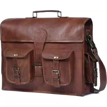 Надежная кожаная сумка-портфель для ноутбука, коричневая, женская, 18 , ручной работы, World 18 x 14 x 6 in коричневый