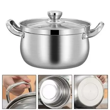 Надежная суповая кастрюля диаметром 24 см со стеклянной крышкой, идеально подходящая для повседневного приготовления пищи