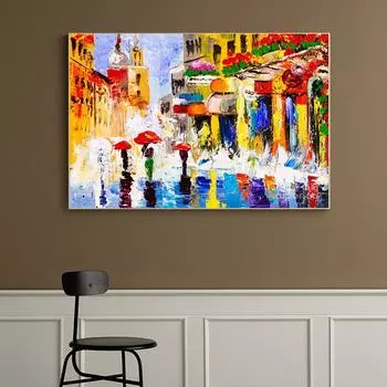 НАДЕЖНОЕ ИСКУССТВО Абстрактные картины Красочные Дождливая дорога Холст Картины Настенное искусство Декоративные постеры и принты для гостиной Caudros 21cm30cm NoFrame