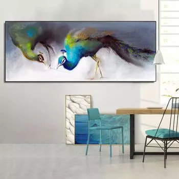 НАДЕЖНОЕ ИСКУССТВО Два павлина постеры с животными и принты Современные картины на холсте для гостиной Настенные украшения для дома без рамки 20cm40cm NoFrame