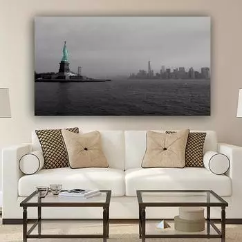 НАДЕЖНОЕ ИСКУССТВО, настенное искусство, небоскреб, Манхэттен, США, Нью-Йорк, залив, статуя Свободы, постеры и принты, холст, картина Куадрос 20cm40cm NoFrame