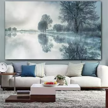 НАДЕЖНОЕ ИСКУССТВО, настенное искусство, зимние снежные деревья, пейзажные постеры и принты, домашний декор, холст, живопись, постер, фотографии для гостиной 20*40cm