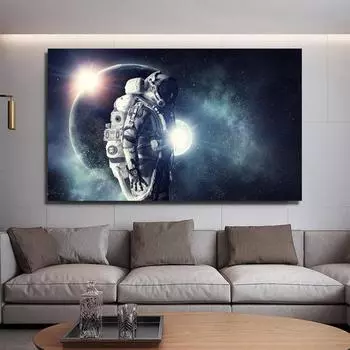 НАДЕЖНОЕ ИСКУССТВО Планеты Солнечной системы Земля и астронавт Холст Картина Настенные художественные картины для гостиной Домашнее украшение Куадрос без рамки 20*40cm