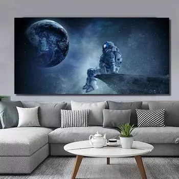 НАДЕЖНОЕ ИСКУССТВО загадочная солнечная система Земля и астронавт Холст Картина Настенная картина для гостиной домашний декор Cuadros 20cm40cm No Frame