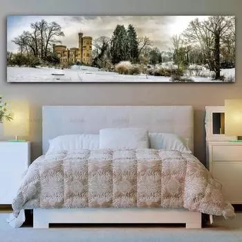 НАДЕЖНОЕ ИСКУССТВО Зимний Снежный Дерево Пейзаж Холст Картина Настенные Художественные Фотографии Гостиная Плакаты и принты Домашний Декор Без Рамки 20*40cm