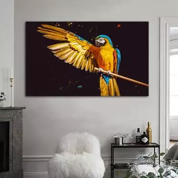 НАДЕЖНОЕ ИСКУССТВО Золотой попугай, птица, животные, постеры и принты, холст, картины для гостиной, украшения стен дома, фотографии без рамки 21cm30cm NoFrame
