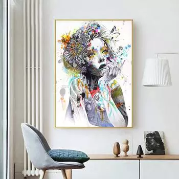 НАДЕЖНОЕ Искусство Сексуальная Девушка Абстрактные Плакаты Бабочка Цветок Перо Северный Стиль Холст Картина Домашняя Стена Для Гостиной Без Рамки 21*30cm