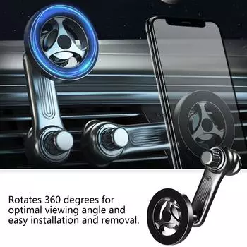 Надежное магнитное автомобильное крепление для телефона с мощными магнитами, легкое крепление для вентиляционной решетки, регулируемый угол обзора, вращение на 360 градусов