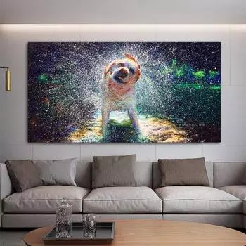 Надежные художественные холсты с изображением животных, картина с собакой, дождем, маслом на холсте, настенное искусство для гостиной, современный декоративный постер без рамы 20cm40cm NoFrame