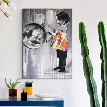 НАДЕЖНЫЕ ИСКУССТВЕННЫЕ картины на холсте, черно-белые детские портретные картины с изображением земли, домашние настенные художественные постеры для украшения гостиной, без рамки 21cm30cm No Frame