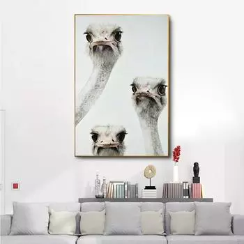 НАДЕЖНЫЕ ИСКУССТВЕННЫЕ картины на холсте с изображением животных, птиц, настенные художественные постеры со страусами для украшения гостиной, принты без рамки 21cm30cm NoFrame