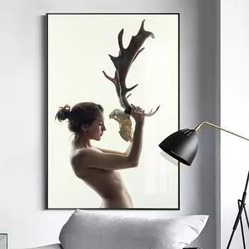 НАДЕЖНЫЕ рога девушки постеры и принты обнаженные женщины холст живопись настенное искусство для гостиной спальни современное украшение без рамки 21cm30cm NoFrame