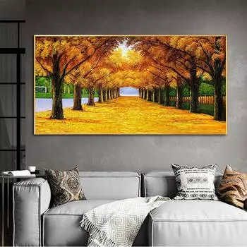 НАДЕЖНЫЙ художественный настенный художественный пейзажный постер с золотым деревом, картины на холсте, украшения для гостиной, постеры и принты, без рамки, без рамки 20*40cm