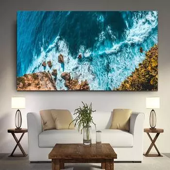 НАДЕЖНЫЙ художественный постер с волнами и пляжем, картины на холсте, синее море, океан, квадро, пейзажные принты, настенные художественные картины для гостиной 20cm40cm NoFrame