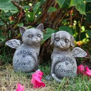 Надгробие в виде кошки, щенка, ангела, украшение для дома, сада, патио, памятная статуя для питомца, утешительный подарок для скорбящих владельцев домашних животных Cat