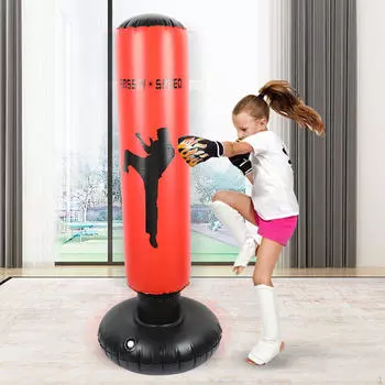 Надувная детская боксерская груша для детей, тяжелая портативная стойка для бокса красный