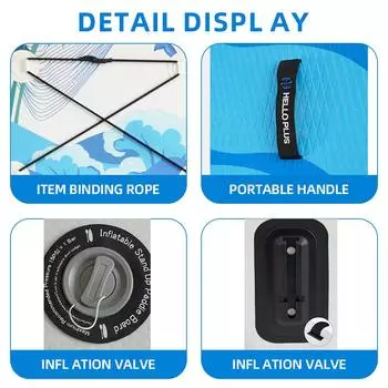 Надувная доска для серфинга с веслом 3,5 м из ПВХ для взрослых - устойчивая, универсальная и портативная для серфинга, гонок, рыбалки и йоги синий