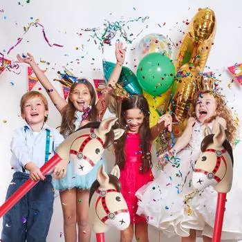 Надувная голова лошади на палке, костюм лошади, пони/ковбой в стиле вестерн/лошадь, украшения для вечеринки по случаю рождения ребенка, сувениры One Size